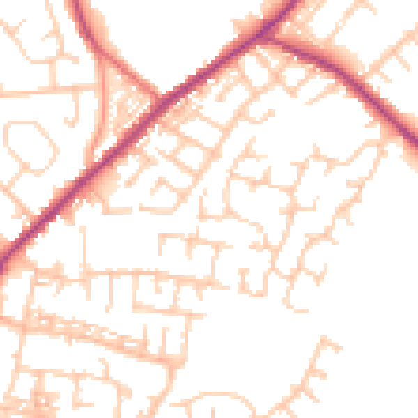 Daytime road noise heatmap for WN4 8TY