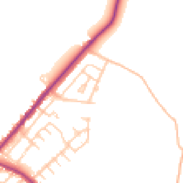 Daytime road noise heatmap for WN4 8UD