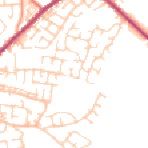 Daytime road noise heatmap for WN4 8WA