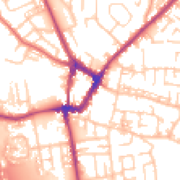Daytime road noise heatmap for WN4 9AA