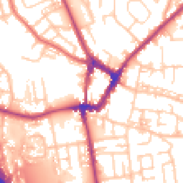 Daytime road noise heatmap for WN4 9AF