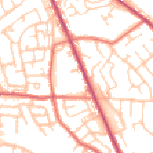 Daytime road noise heatmap for WN4 9BP