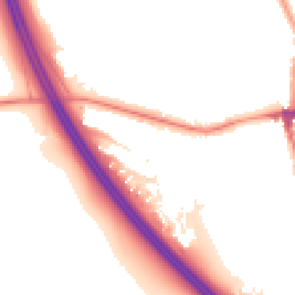 Night-time road noise heatmap for WN4 9LZ