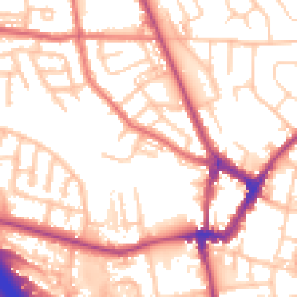 Daytime road noise heatmap for WN4 9PZ