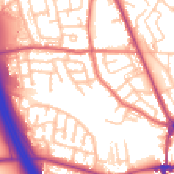 Daytime road noise heatmap for WN4 9QZ