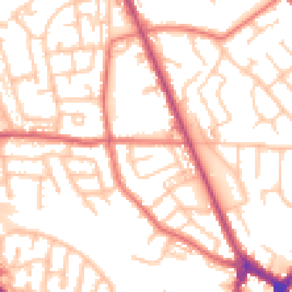 Daytime road noise heatmap for WN4 9SE