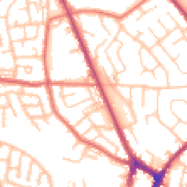 Daytime road noise heatmap for WN4 9SF