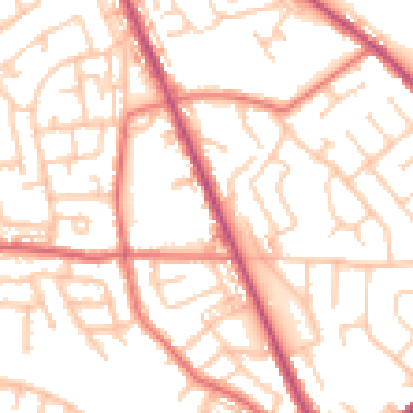 Daytime road noise heatmap for WN4 9SL