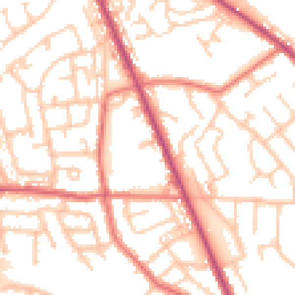 Daytime road noise heatmap for WN4 9SP