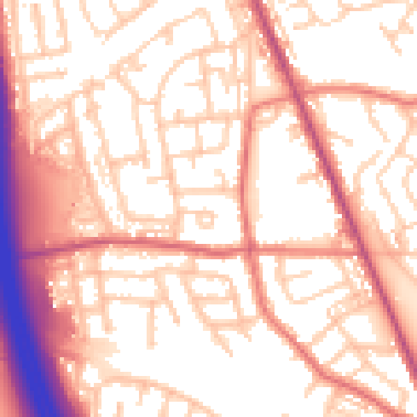 Daytime road noise heatmap for WN4 9TX