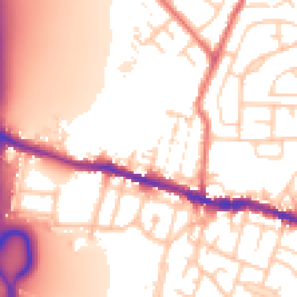Daytime road noise heatmap for WN5 0AQ