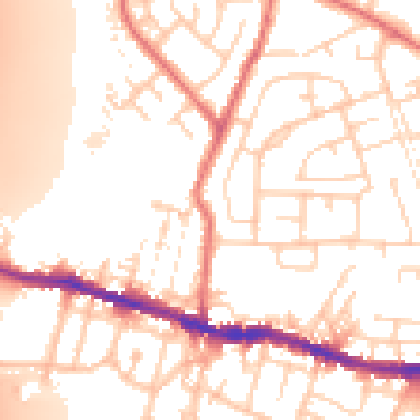 Daytime road noise heatmap for WN5 0DP