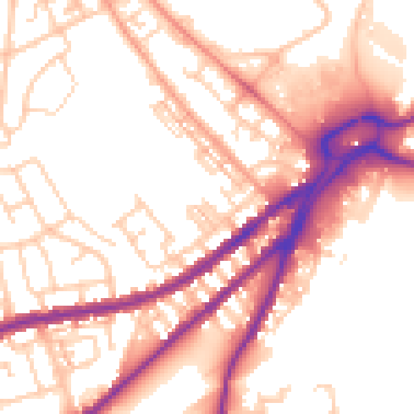 Daytime road noise heatmap for WN5 0TS