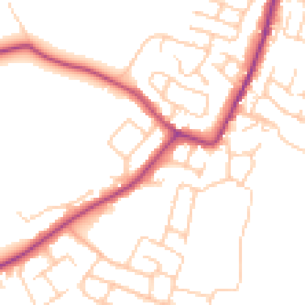 Daytime road noise heatmap for WN5 7QH