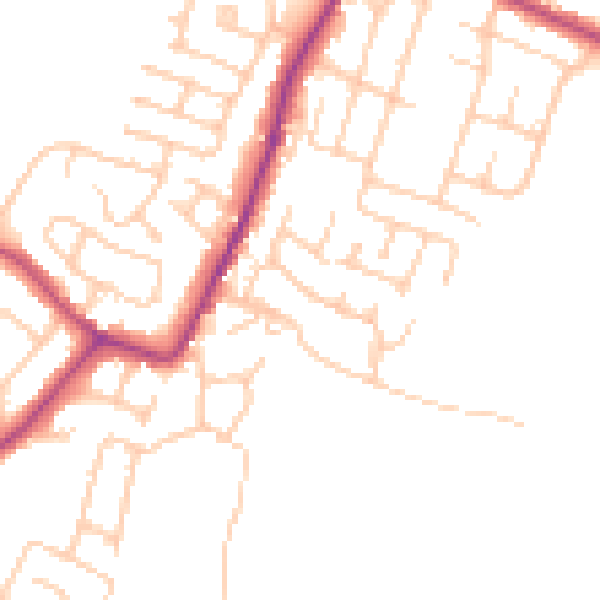 Daytime road noise heatmap for WN5 7TE