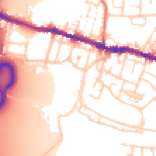 Daytime road noise heatmap for WN5 8JF