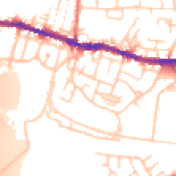 Daytime road noise heatmap for WN5 8JL