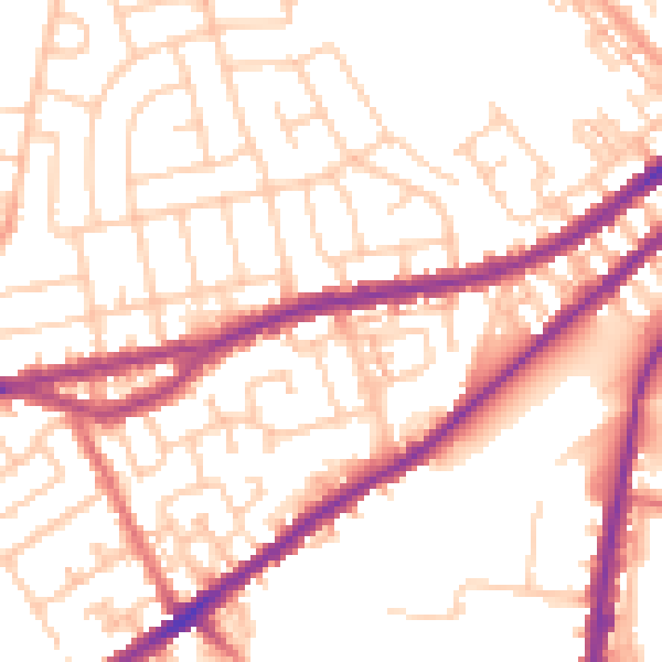 Daytime road noise heatmap for WN5 9EH