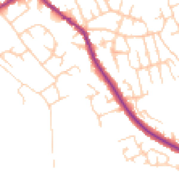 Daytime road noise heatmap for WN6 0AW