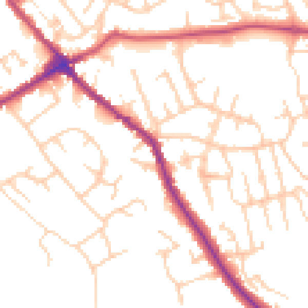 Daytime road noise heatmap for WN6 0BD