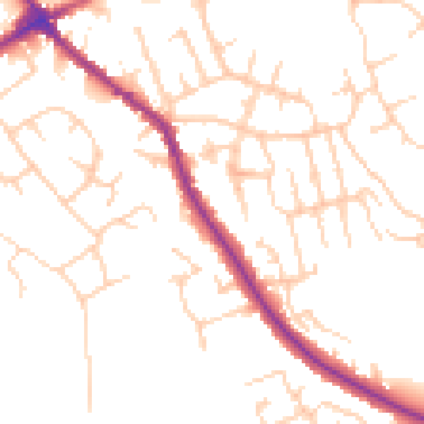 Daytime road noise heatmap for WN6 0BE