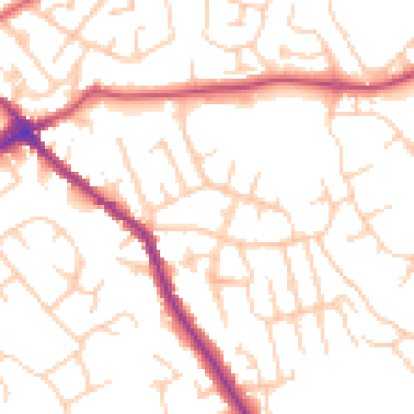 Daytime road noise heatmap for WN6 0DR