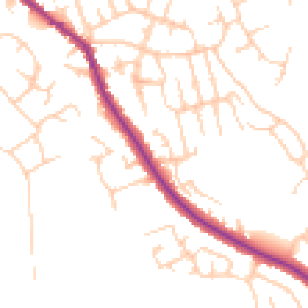 Daytime road noise heatmap for WN6 0JU