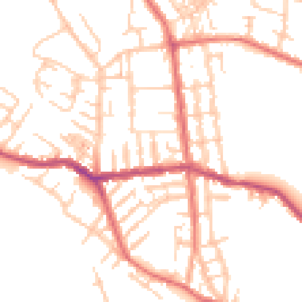 Daytime road noise heatmap for WN6 7AN
