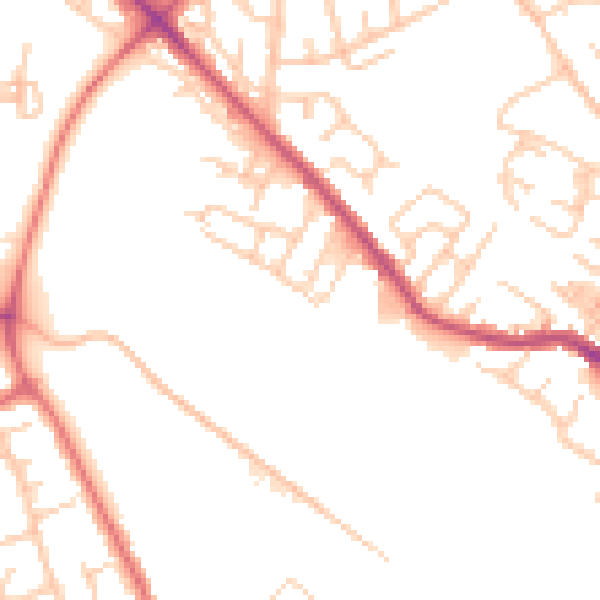 Daytime road noise heatmap for WN6 7BS