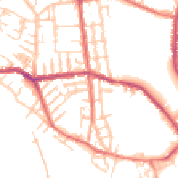 Daytime road noise heatmap for WN6 7EA