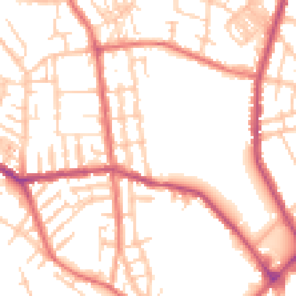 Daytime road noise heatmap for WN6 7HA