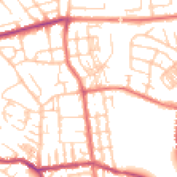 Daytime road noise heatmap for WN6 7JJ