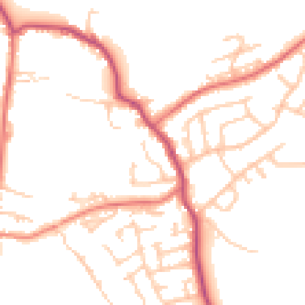 Daytime road noise heatmap for WN6 9DG