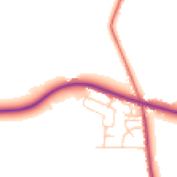 Daytime road noise heatmap for WN6 9EQ