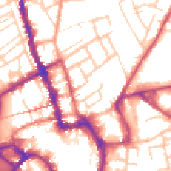 Daytime road noise heatmap for WR1 1AD