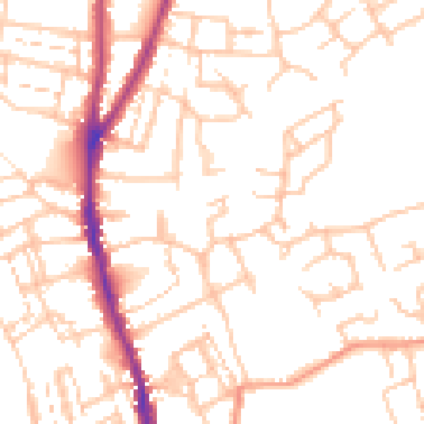 Daytime road noise heatmap for WR1 1AE
