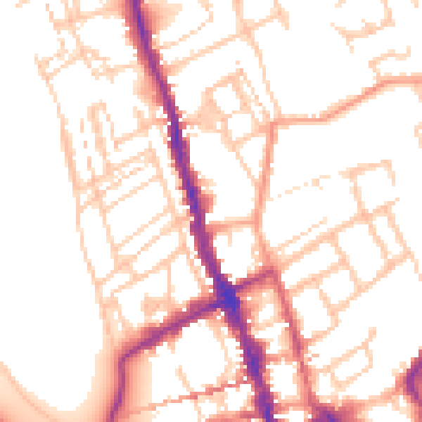 Daytime road noise heatmap for WR1 1HR