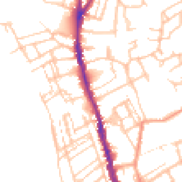 Daytime road noise heatmap for WR1 1HU