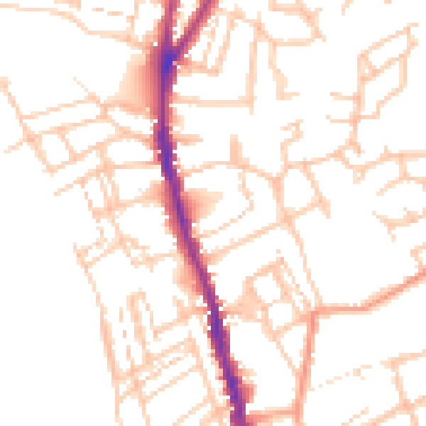 Daytime road noise heatmap for WR1 1HX