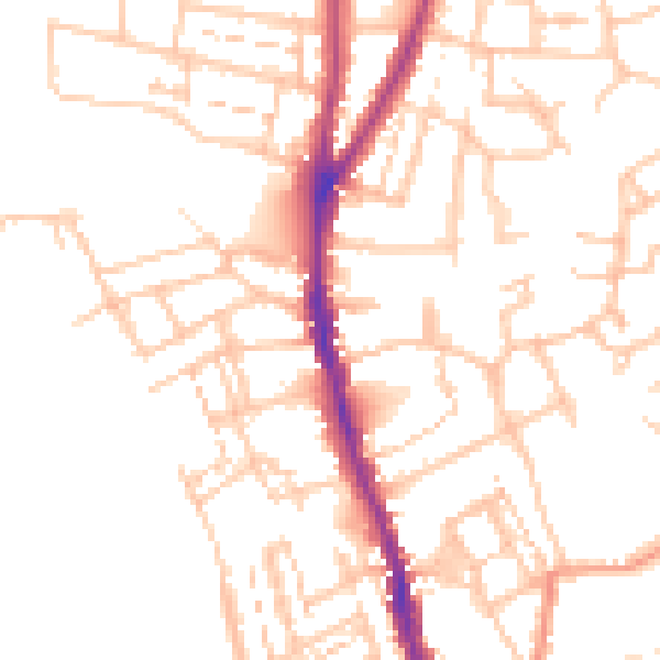 Daytime road noise heatmap for WR1 1JA