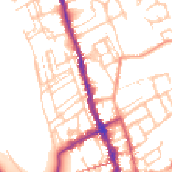 Daytime road noise heatmap for WR1 1JY