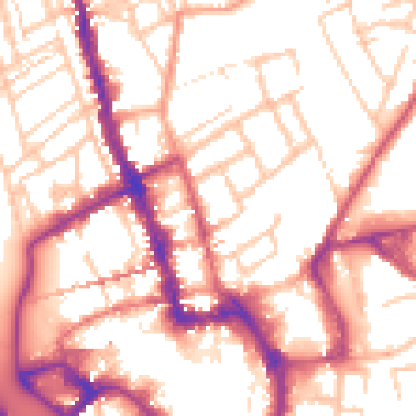 Daytime road noise heatmap for WR1 1LN