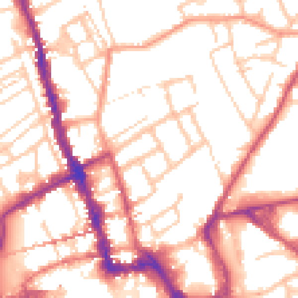 Daytime road noise heatmap for WR1 1ND
