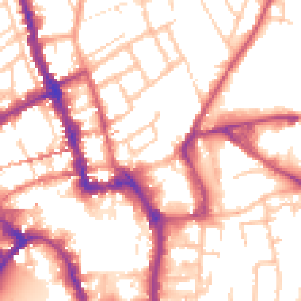 Daytime road noise heatmap for WR1 1NE