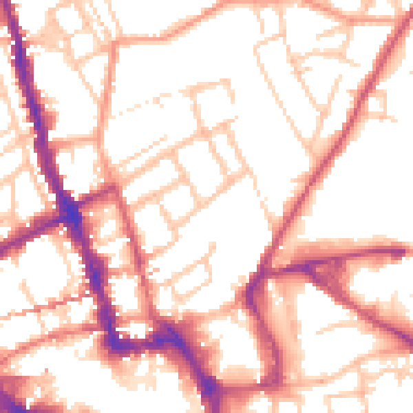Daytime road noise heatmap for WR1 1NH