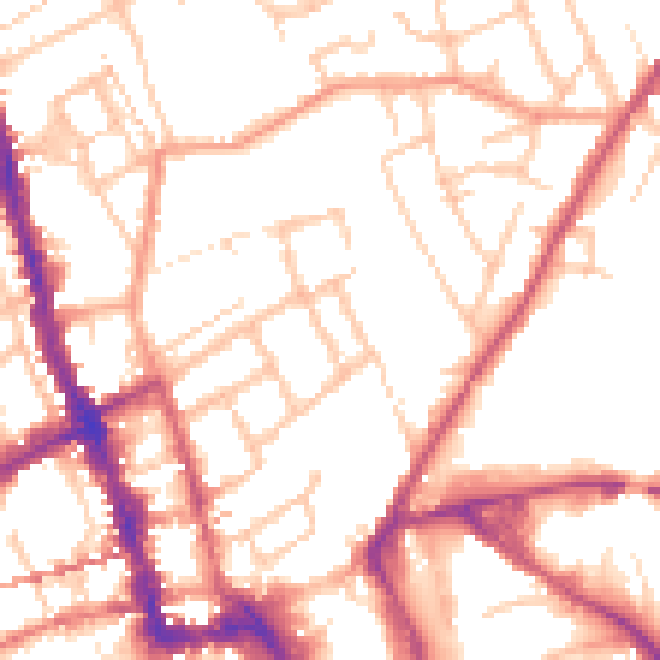 Daytime road noise heatmap for WR1 1NL