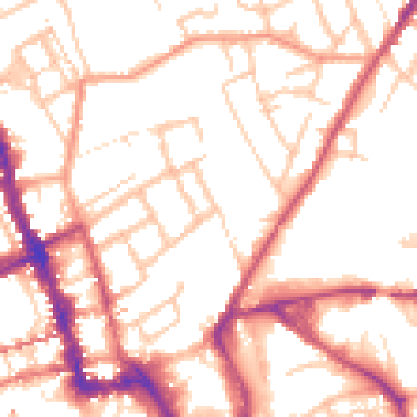 Daytime road noise heatmap for WR1 1NN