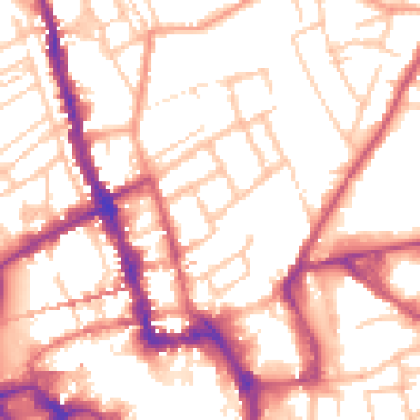 Daytime road noise heatmap for WR1 1NQ