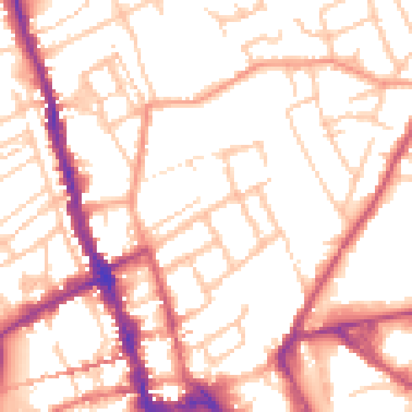 Daytime road noise heatmap for WR1 1NS