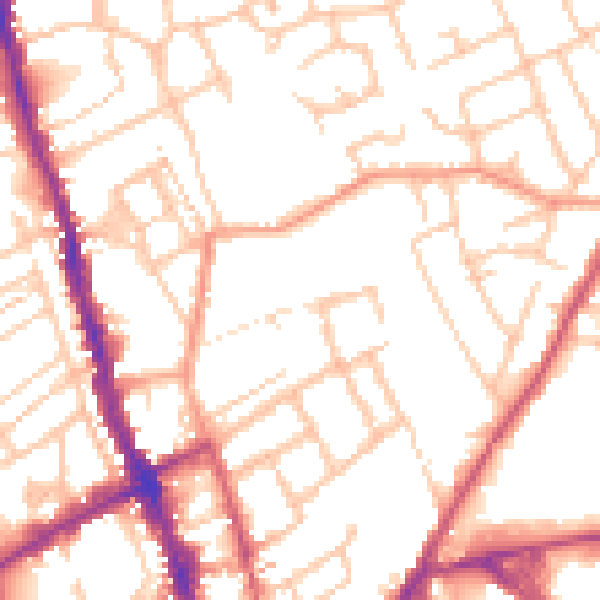 Daytime road noise heatmap for WR1 1PB
